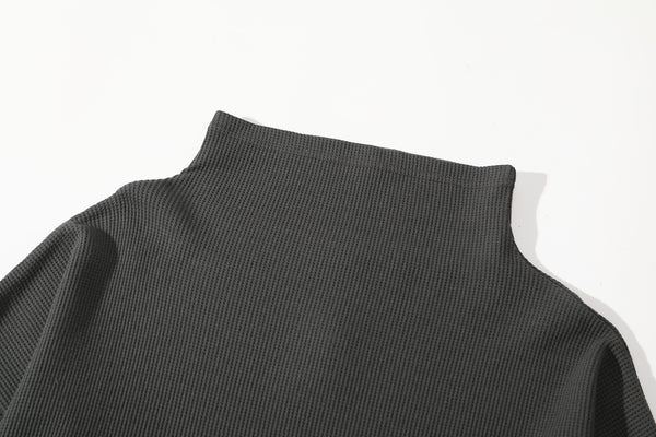ih charcoal cotton waffle jumper turtle neck and neckline details