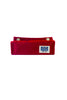 A red hatband with a white rectangular patch featuring a blue and white illustration, displayed on a solid white background.