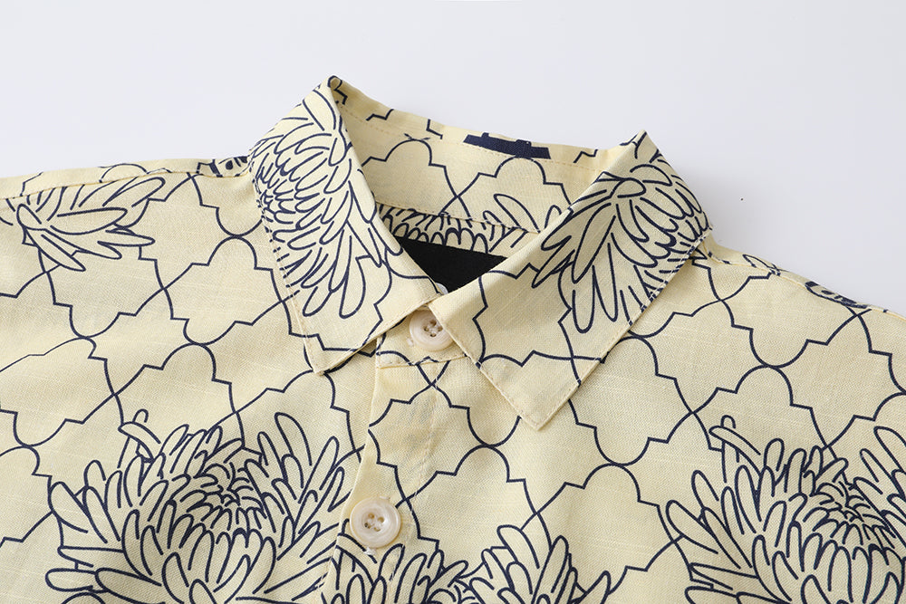 Kids' shirt and short set - chrysanthemum mornings - GLUE Associates