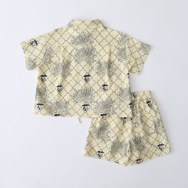 Kids' shirt and short set - chrysanthemum mornings - GLUE Associates