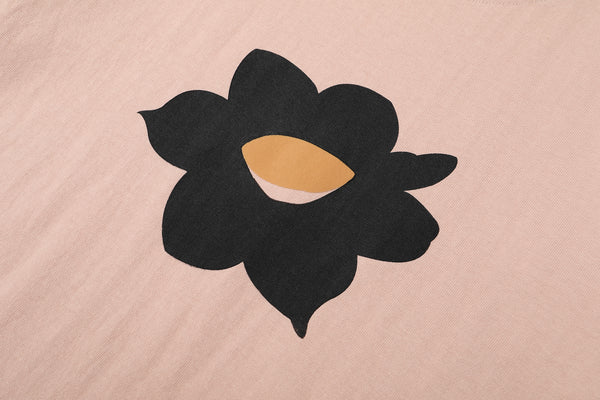 Black daffodil logo cotton t-shirt - pink [Made to Order] - GLUE Associates