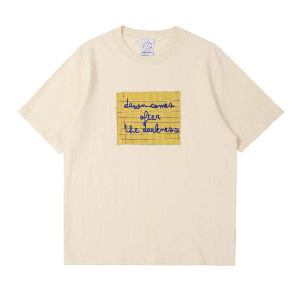 Memo of hope embroidered cotton t-shirt - beige
