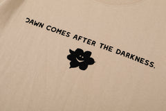 Black flower man slogan cotton t-shirt - milk tea