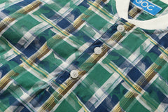 GOC Japanese checks mix camo jacquard pullover shirt - green