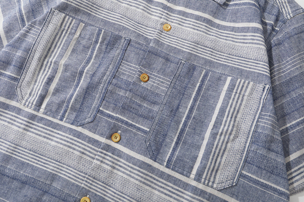 Nomad jacquard stripe summer shirt - blue