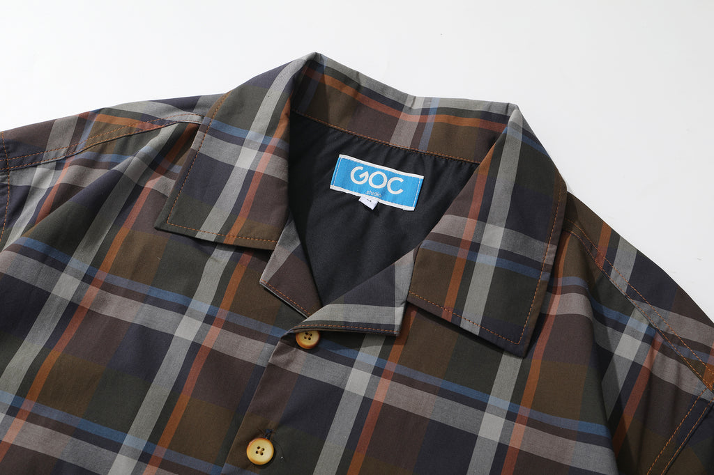 GOC Japanese yarn-dyed checks summer shirt - olive multi