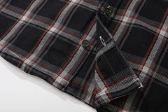 Japanese fabric checked shacket - black