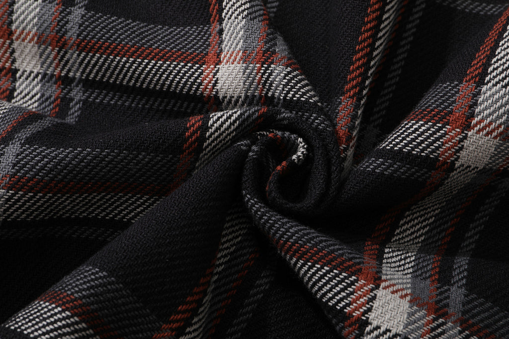 Japanese fabric checked shacket - black