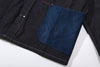 blue corduroy patch pocket of a Hong Kong made GOC Studio Japanese cotton denim mix corduroy hip length jacket
