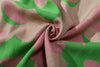 close up of green and pink daffodil Tencel linen fabric texture