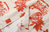 close up of corozo button closure on a Hong Kong made GOC Studio orange teapot Tencel linen shirt