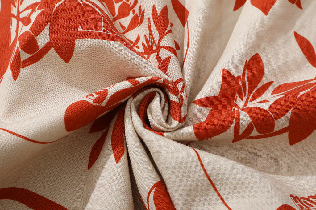 close up of orange teapot Tencel linen fabric texture