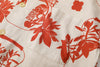 close up of matching pattered chest pocket on a Hong Kong made GOC Studio orange teapot Tencel linen shirt
