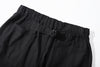 ih black cotton herringbone shorts functional metal buckle at the back of waistband