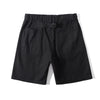 ih black relaxed fit cotton herringbone buckle shorts full back view