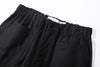 ih black cotton herringbone shorts elastic waistband with adjustable front drawstring and corozo button