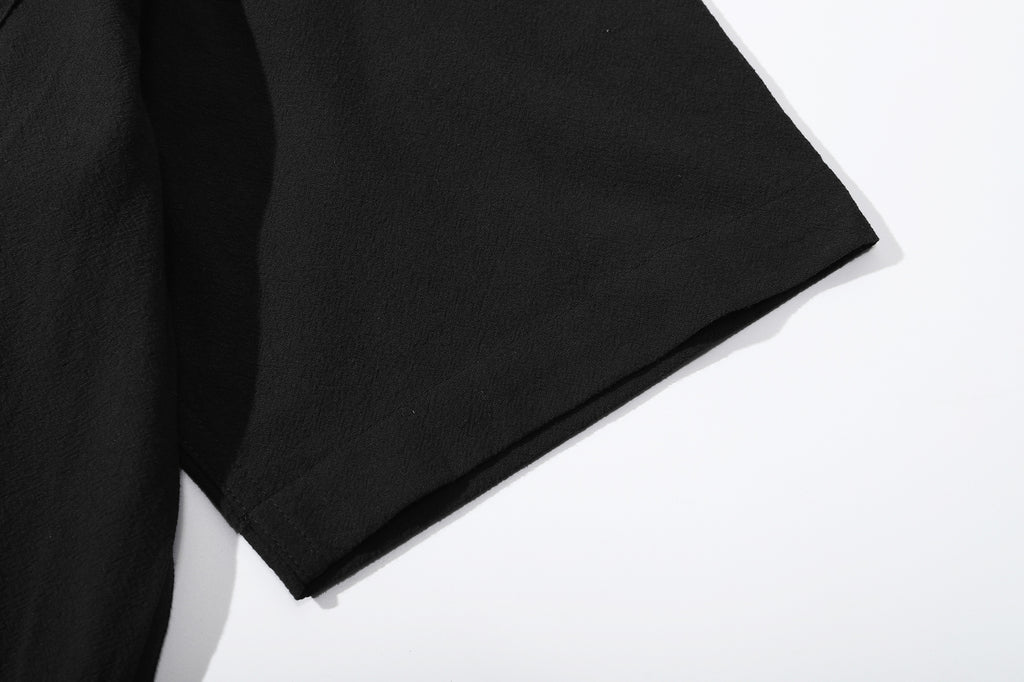 ih black sailor over shirt sleeve cuffs and clean finished hem design