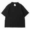 a Hong Kong made ih relaxed fit boxy cut sailor over shirt in black bird claw cotton front view
