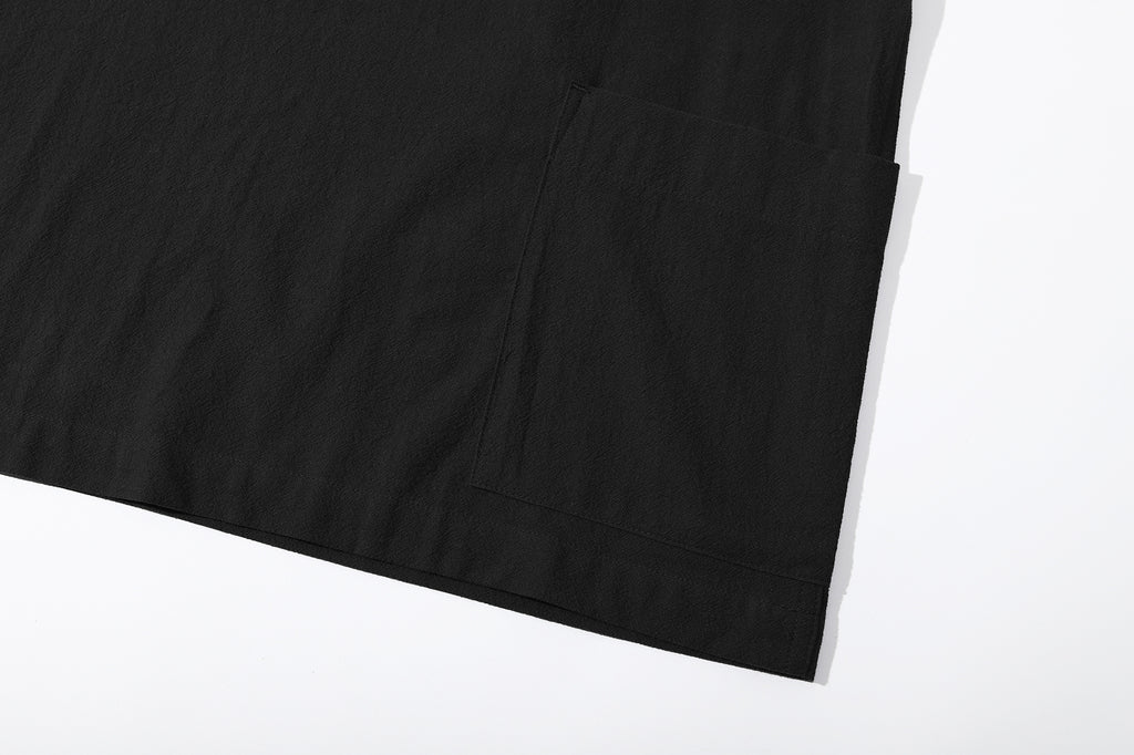ih black sailor over shirt bottom hem and side pocket