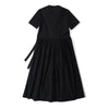 ih black cotton sateen wrap maxi dress full back view showing elegant loose