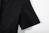 ih black cotton sateen dress close up of the short sleeve cuffs