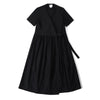 Front view of a Hong Kong made ih loose fit wrap maxi dress in black