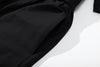 ih black cotton sateen dress close up of the convenient and practical side pockets
