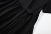 ih black cotton sateen dress close up of the straps