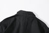 ih black french work jacket close up of the back collar and neckline construction