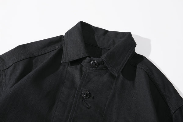 ih black french work jacket classic collar and neck design