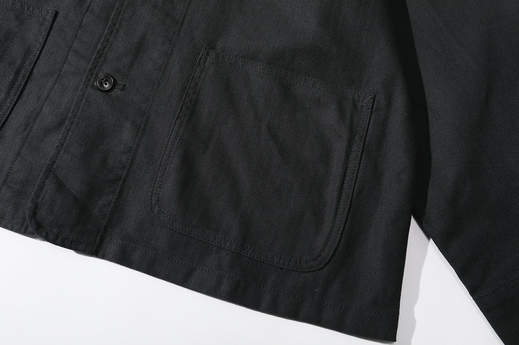 ih black french work jacket handy front patch pockets