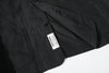 ih black french work jacket bottom hem corozo button and brand woven label