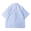 incense harbour sky blue mitered stripe summer shirt back view