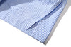 close up of side vents at hem detail on incense harbour sky blue shirt