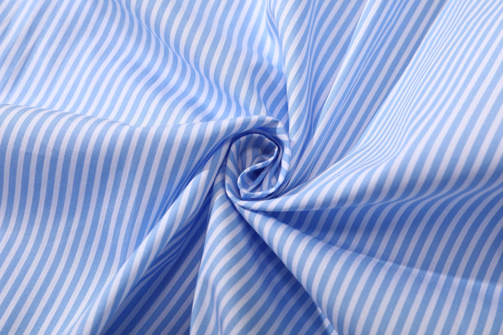 close up of lightweight japanese cotton vertical stripe fabric texture