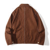 brown cotton canvas construction jacket back view