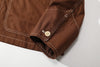 close up of special shaped sleeve cuffs design on cotton canvas work jacket