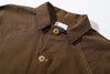 ih brown seersucker raglan chore shirt classic shirt front placket details