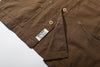 ih brown seersucker raglan chore shirt straight bottom and brand woven label 