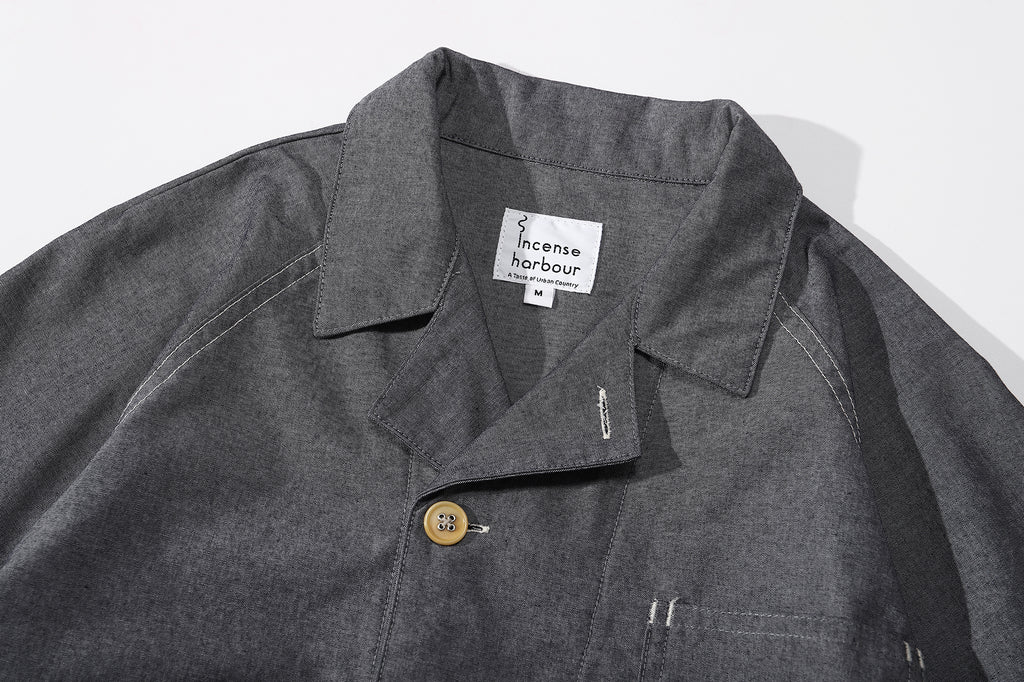 ih chambray blue raglan chore shirt classic shirt collar and front placket details