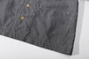 ih chambray blue raglan chore shirt close up of functional lower front patch pocket