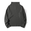 Front view of a Hong Kong made ih cotton waffle turtle neck jumper in charcoal front view
