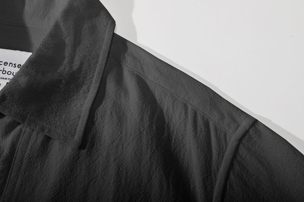 ih charcoal summer shirt classic collar and drop shoulder seam