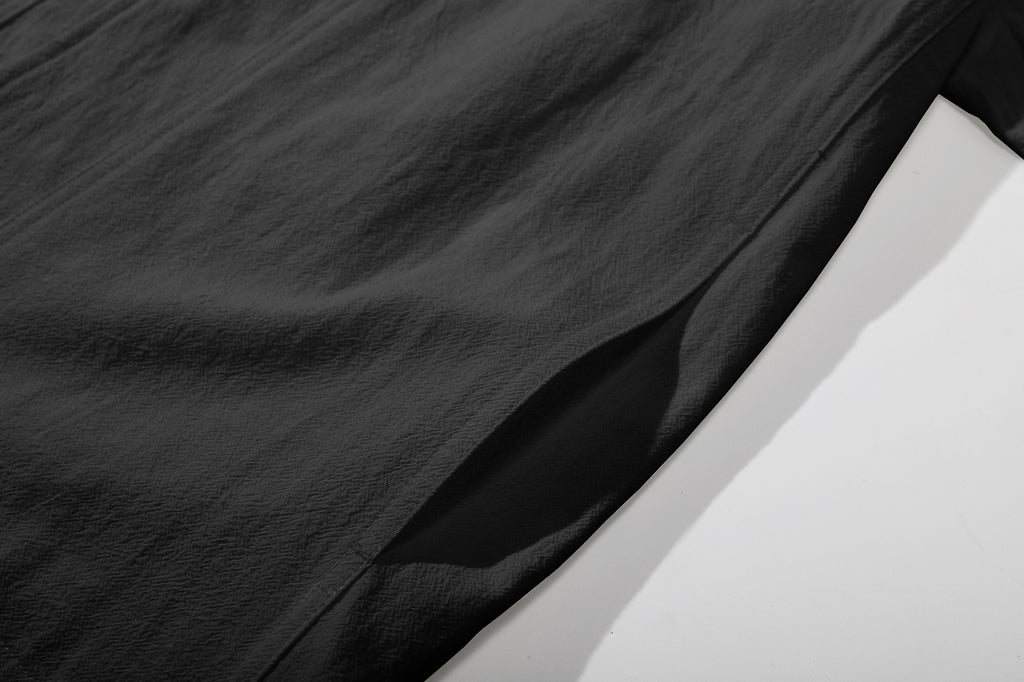 ih charcoal summer shirt straight bottom hem and side pocket