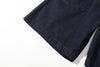 close up of shorts leg hem and clean stitching detail on incense harbour denim shorts