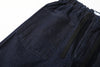 close up of front pocket and stitching detail on incense harbour denim shorts