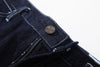ih denim blue front zipper fly and clean seam construction