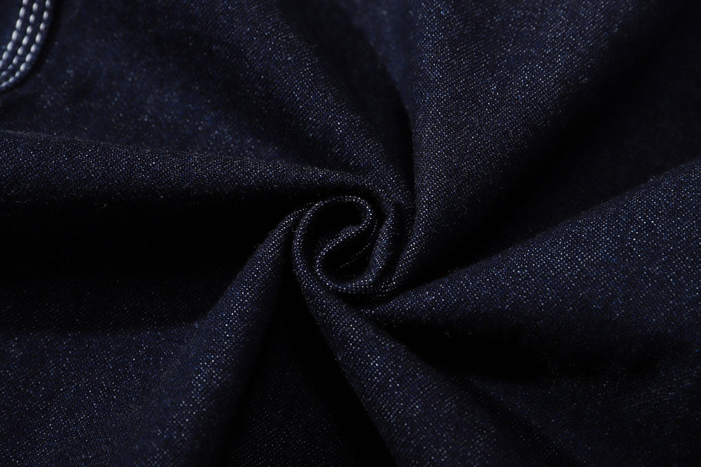 detailed close up texture of ih premium japanese cotton denim fabric 