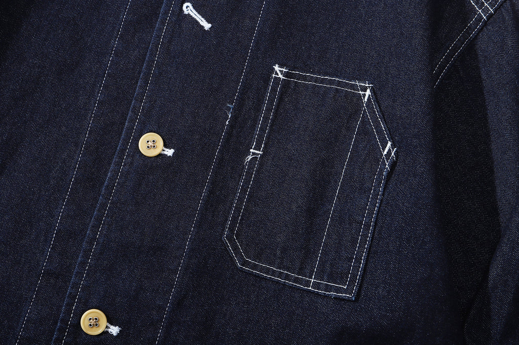 ih denim japanese cotton workwear jacket chest pocket design