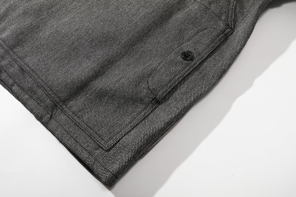 ih grey herringbone wool jacket rear lower large utility pocket detail